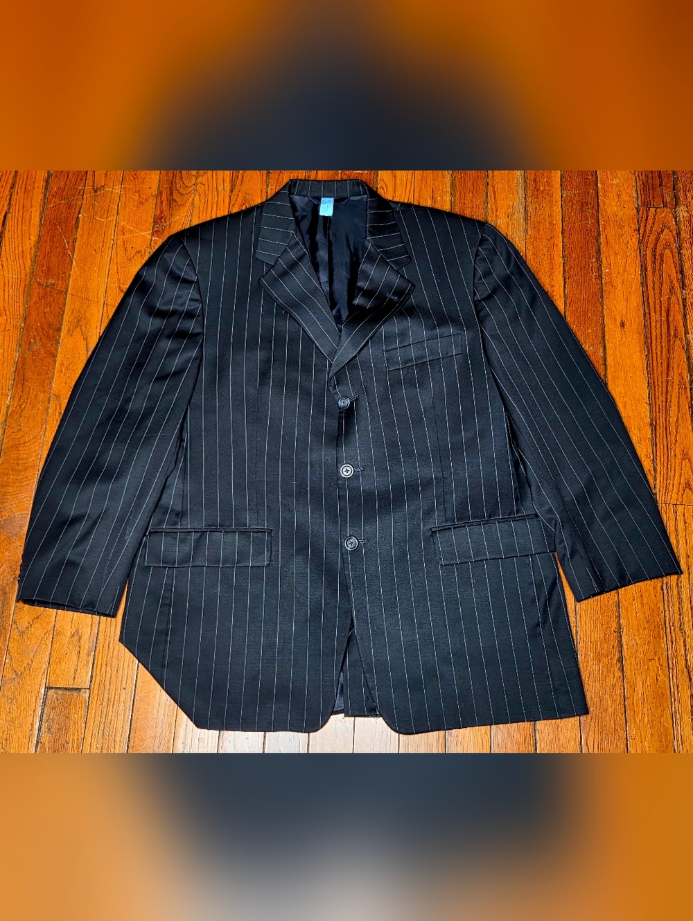 Burberry Mens 41S Short Blue Pinstripe 100% Wool Blazer Jacket A4